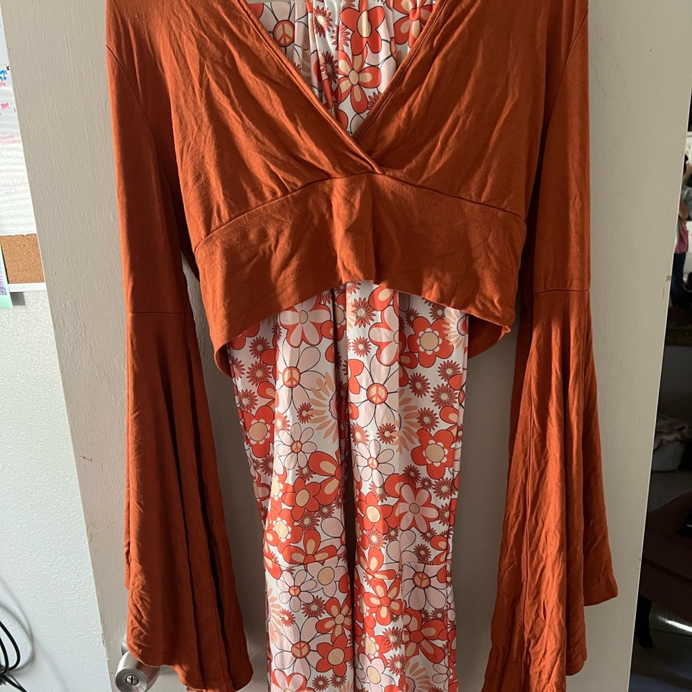 Orange hippie Halloween costume! Top and bottoms